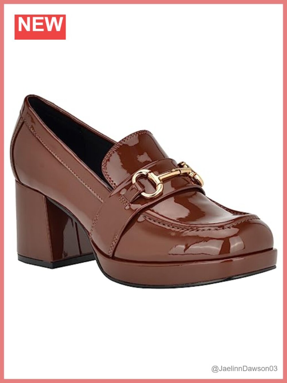 Heeled Loafer Block Heel Slip On Leather Pump